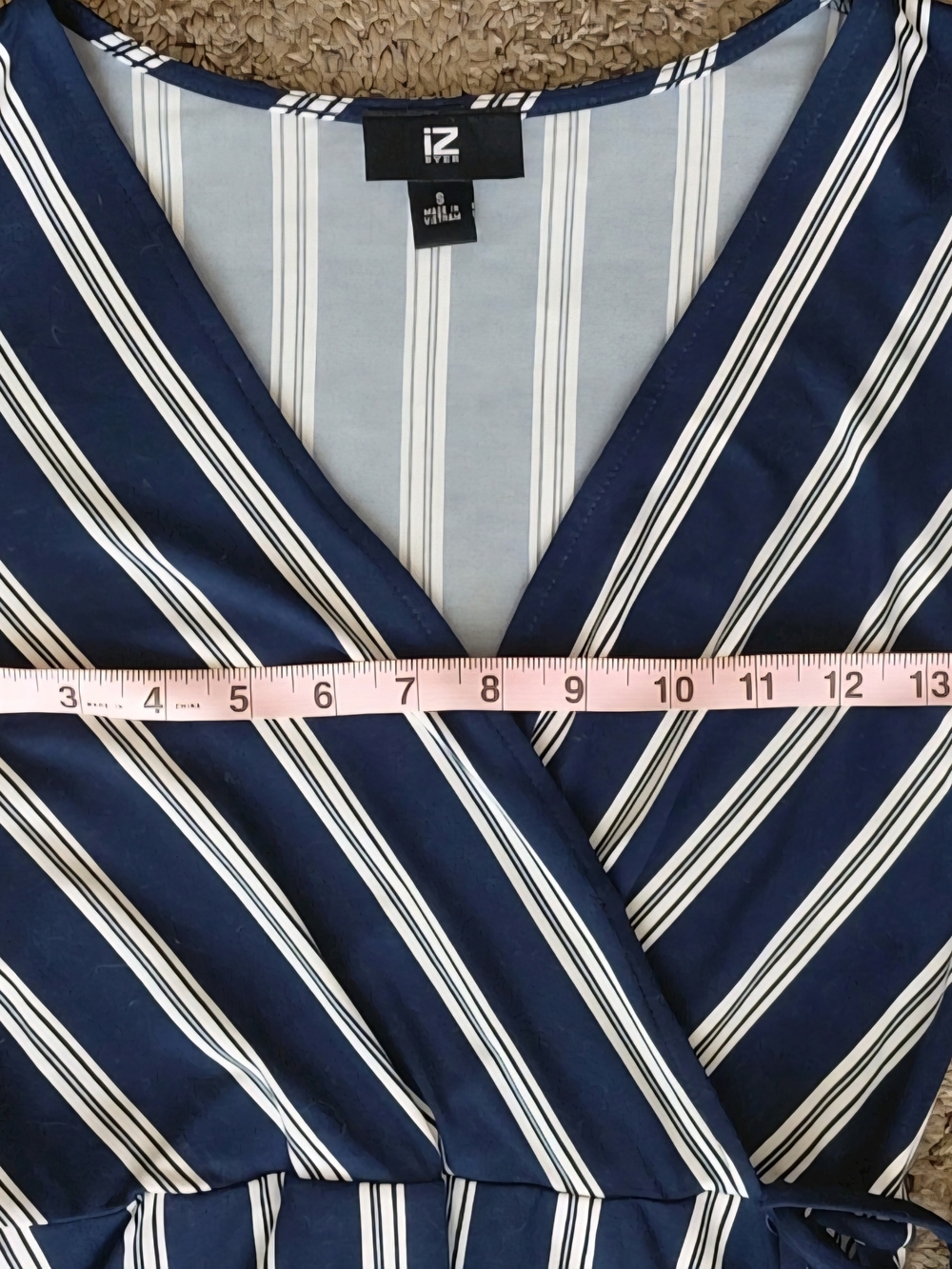 Navy and White Stripe Women's Size Small Knee Length Dress - Picture 3 of 6